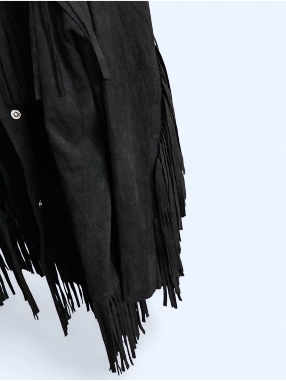 Nasty Gal Black Suede Fringe Jacket - size M - Picture 4 of 5